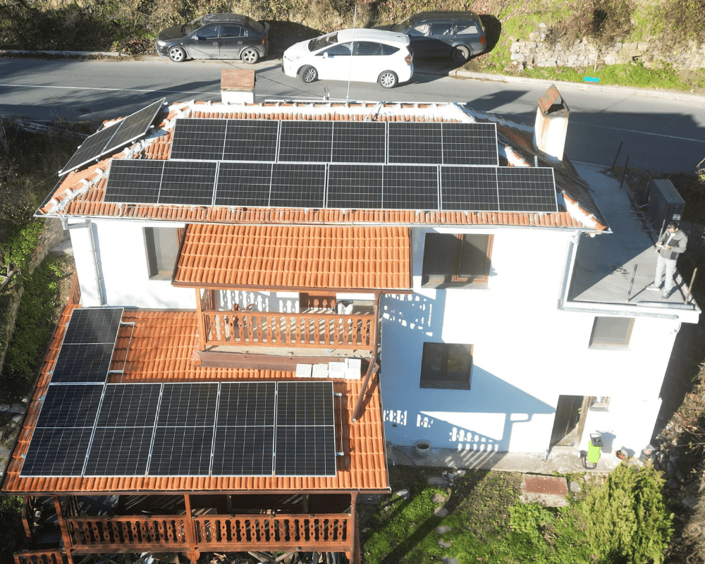 Rooftop solar PV installation on a residential house in Yugovo village, Bulgaria, engineered and installed by Solarity BG.