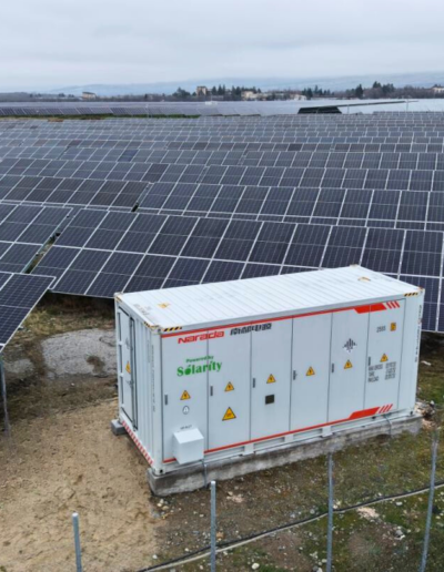 Containerized BESS installation at a solar PV plant in Vedrare, Bulgaria